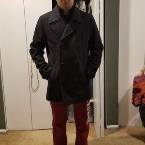 Kenneth Cole Lined Pea Coat (Faux Sweater Zip)